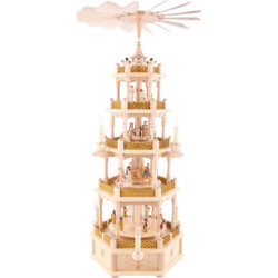 5-Tier Pyramid - Nativity Scene Natural Wood - 75 cm / 30 inch