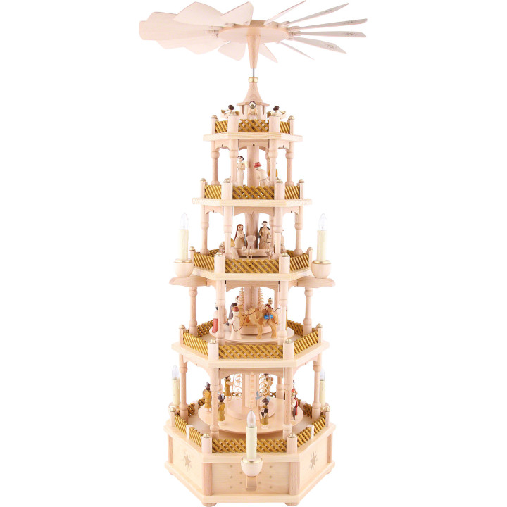 5-Tier Pyramid - Nativity Scene Natural Wood - 75 cm / 30 inch