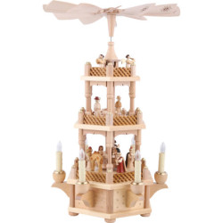 3-stöckige Pyramide Christi Geburt natur - 45 cm