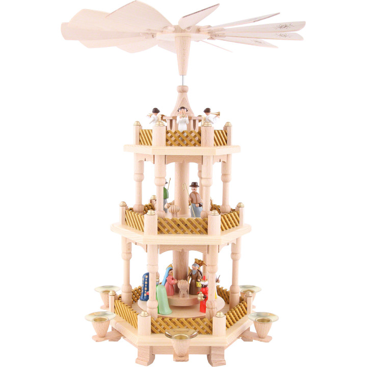 3-Tier Pyramid - Nativity Scene Painted - 40 cm / 16 inch
