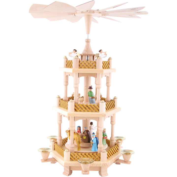 3-stöckige Pyramide Christi Geburt bunt - 40 cm