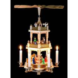 3-stöckige Pyramide Christi Geburt bunt - 40 cm