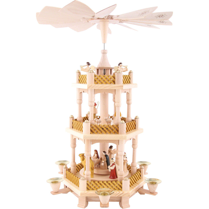 3-stöckige Pyramide Christi Geburt natur - 40 cm