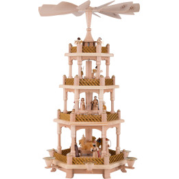 4-stöckige Pyramide Christi Geburt natur - 54 cm