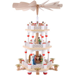 3-Tier Pyramid - Nativity Scene White - 40 cm / 16 inch