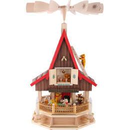 2-stöckiges Adventshaus Bärenhaus elektrisch von Richard Glässer - 53 cm