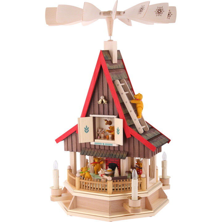 2-stöckiges Adventshaus Bärenhaus elektrisch von Richard Glässer - 53 cm