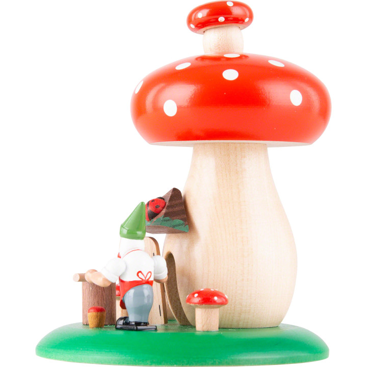 Smoking Hut - Toadstool with Dwarf - 12,5 cm / 4.9 inch