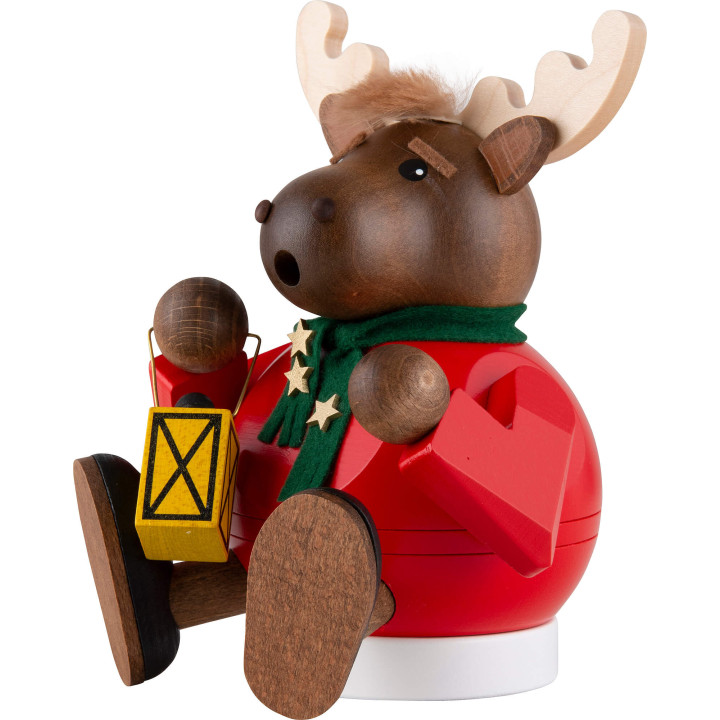 Räuchermännchen Elch sitzend - Kugelrauchfigur - 14 cm