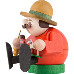 Räuchermännchen mini sitzend - Spielzeugverkäufer - 8 cm