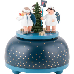 Spieldose Engel mit Geschenk - 11 cm