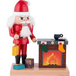Nussknacker Weihnachtsmann mit Räucher-Kamin - 22 cm