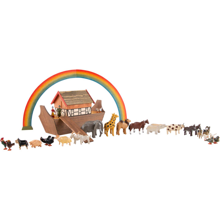 Noah's Ark with 36 Animals and 2 Figurines - 19,5 cm / 7.7 inch
