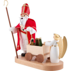 Räuchermännchen Heiliger St. Nikolaus mit Christkind  - 23 cm