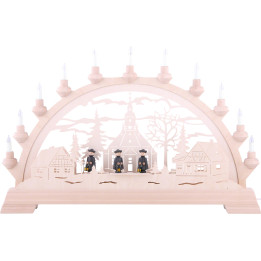 Schwibbogen Seiffener Kirche mit Kurrende - 65x40 cm
