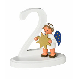 Zahl "2" mit Engel - 7 cm