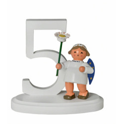 Zahl "5" mit Engel - 7 cm