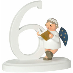 Zahl "6" mit Engel - 7 cm