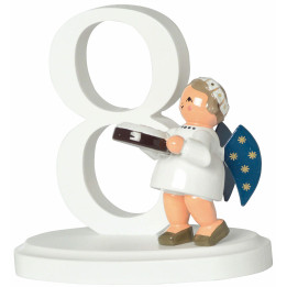Zahl "8" mit Engel - 7 cm