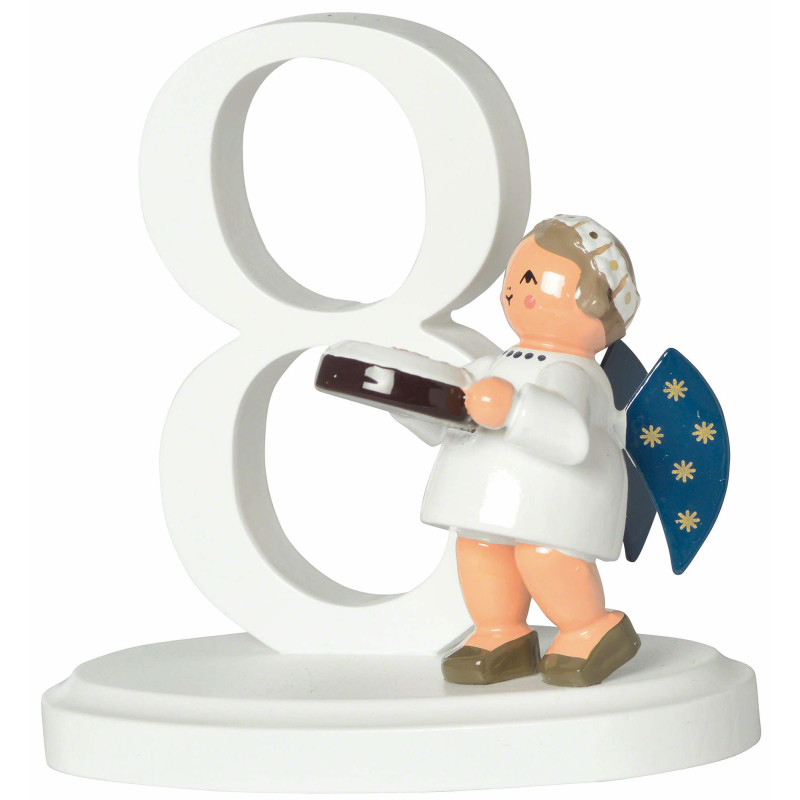 Zahl "8" mit Engel - 7 cm