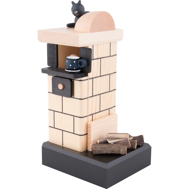 Smoker - Tile Oven, Natural with Wood - 21 cm / 8.3 inch