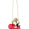 Tree Ornament - "Doll on Sleigh" - 5 cm / 2 inch
