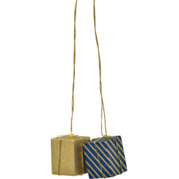 Tree Ornament - "Presents Gold/Blue-Gold" - 3 cm / 1.2 inch