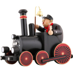 Räuchermännchen Lokomotivführer mit Lokomotive - 29,5x21,5x13 cm