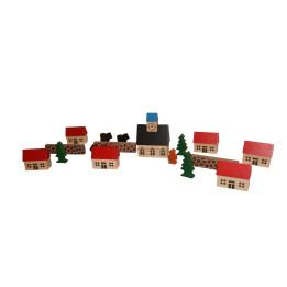 Village With Church In A Net Bag - 5 cm / 2 inch