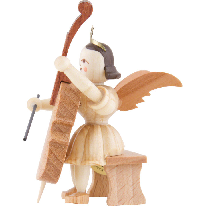 Kurzrockengel sitzend mit Violoncello, natur - 6,6 cm