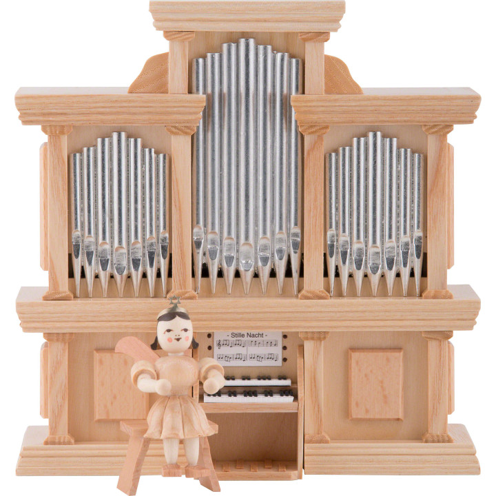 Kurzrockengel an der Orgel mit Spielwerk, natur - 15,5 cm