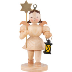 Shortskirt Angel Natural, with Lantern and Star - 22 cm / 8.7 inch