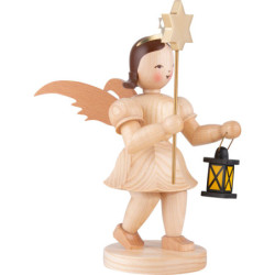Shortskirt Angel Natural, with Lantern and Star - 22 cm / 8.7 inch