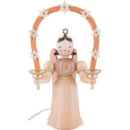 Langrockengel mit Sternbogen, beleuchtet, natur - 27 cm