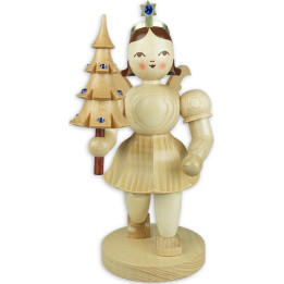 Kurzrockengel mit Bäumchen mit Preciosa Kristallen, natur - Sonderedition - 22 cm